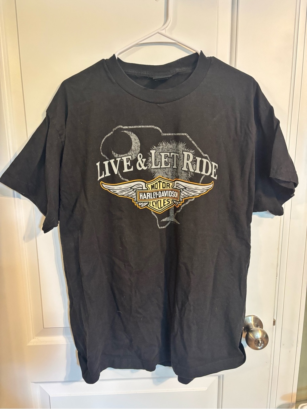Harley-Davidson Black 'Live & Let Ride' Graphic Tee with Yellow Accent